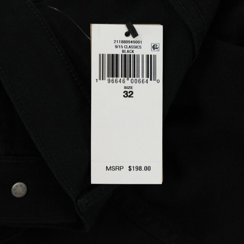 Polo Ralph Lauren Sz. 32 Black Slim Straight Split Hem Jeans 34x33 Western $198 - Picture 6 of 11